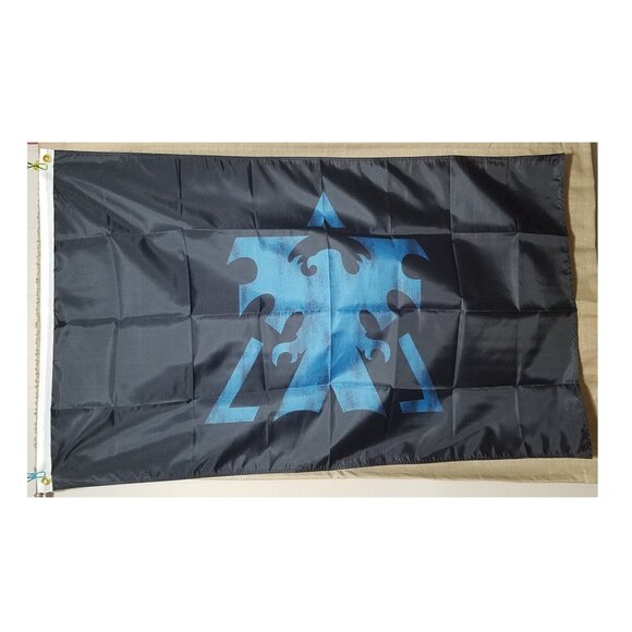Starcraft Terran logo 3'x5' black & blue horizontal Flag banner Blizzard Zerg - Picture 1 of 2